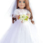 Sweet Dolly 18 Inches American Doll Clothes First Communion Gorgeous White Wedding Dress Veil Bouquet Sets Fit 18 Inches Dolls