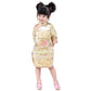 Hooyi Chinese Girls Dress Peony Rose Qipao Half Sleeve Cheongsam Wedding Dresses Princess Birthday Party Costume (Gold,14)