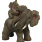 Ebros Small Wildlife Elephant Father And 2 Calves On Piggyback Playing Statue 5.25' Tall Resin Safari Elephants Family Figurine Sculpture Decor Gifts