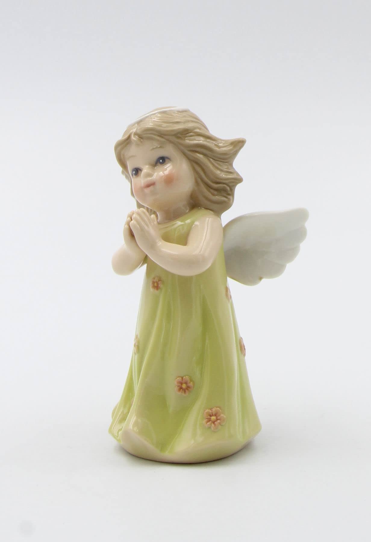 Cosmos Gifts 20943 Angel Girl With Green Dress Porcelain Figurine 3'' H