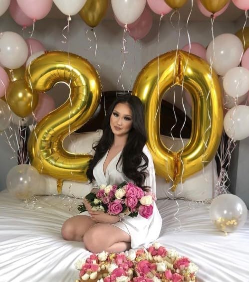 Gold Jumbo Helium Number Balloon 40 Inch, Giant Foil Golden Number 0 Birthday Balloons, Large Numbers 10 20 30 40 50 60 70 80 90