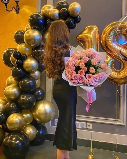 Gold Mylar Number 1 Balloon 40 Inch, Number 1 Birthday Balloon For Boy Girl, Gold Foil One Balloon For 1St 10 11 12 16 18 Birthd