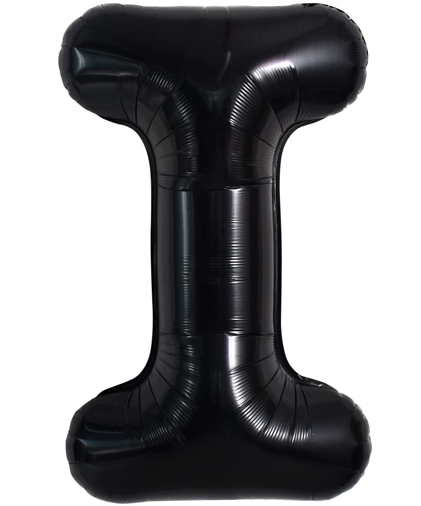 Toniful 40 Inch Large Black I Letter Balloons Jumbo Helium Balloons,Foil Mylar Big Alphabet Balloons For Birthday Party Annivers
