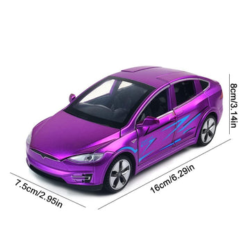 Model X Diecast Car Toy, 1:32 Scale Zinc Alloy Model X Model Car Pull Back Vehicles Door Opening with Light, Mini Model X Toy Ca