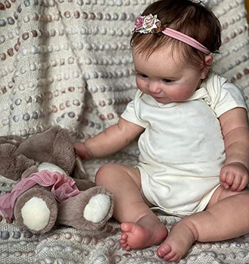 Icradle 20Inch50Cm Reborn Baby Dolls Silicone Vinyl Full Body Realistic Newborn Toddler Doll With Brown Hair Anatomically Correct Washable Toy For Age3+