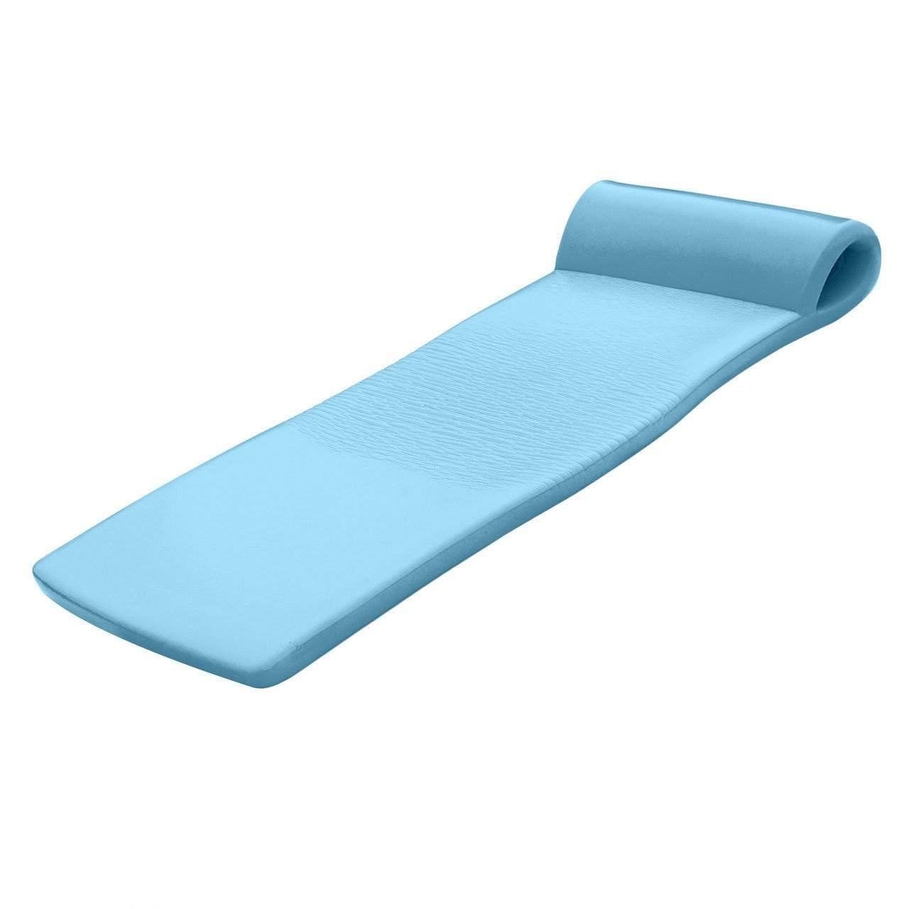 TRC Recreation Sunsation 1.75  Thick Vinyl Coated Foam Swimming Pool Float Mat mature-themed Lounger with Built-In Roll Pillow  Metallic Blue