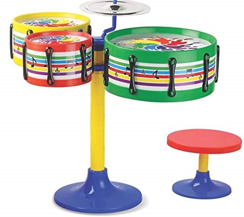 BarodianS Kids Drum Set With Stool, Musical Instrument Toy, Colourful Design With Cymbal And Drumsticks