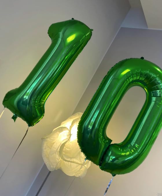 Green Number Balloon 40 Inch, 0 Number Balloons, 10 20 30 40 50 Numbers Balloon Birthday Decorations, Green Party Supplies For W
