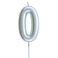 XNOVA Birthday Candles Ten Years Silvery Happy Birthday Number 0 Candle for Cake Topper Decoration for Party Kids Adults Numeral