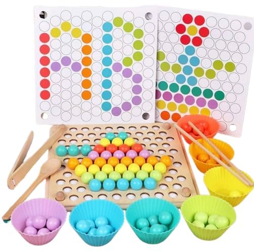 Bestie Toys Bead Holder Wooden Clip Beads Holder ChildrenS Toys For 3 Years Old, Montessori Board, Fine Motor Early Education C