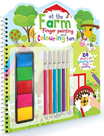 Hello Friend Books Unicorn Coloring Book & Finger Paint + Books with 5 Colour finger paint set + 6 colour Sketch Pens age 3 to 6