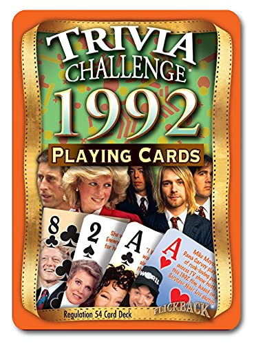 Flickback Trivia Playing Cards - 1992 Edition, Plastic, Perfect for Birthdays or Anniversaries