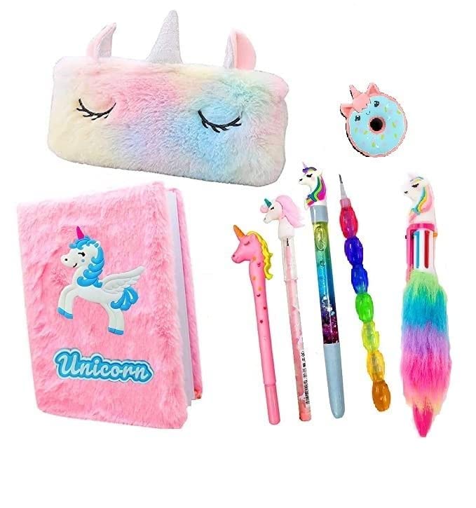 Prabar Creations Unicorn Combo Unicorn Stationary For School Unicorn Pencil Pouch With Unicorn Glitter Pen And Unicorn Pen, Unic