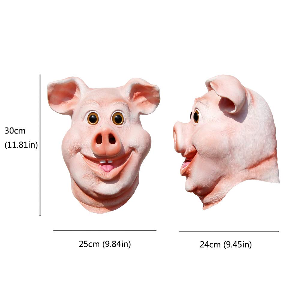 PartyHop Happy Pig Mask - Pink Rubber Costume Accessory, Free Size, Model ABMJ_KTZ2