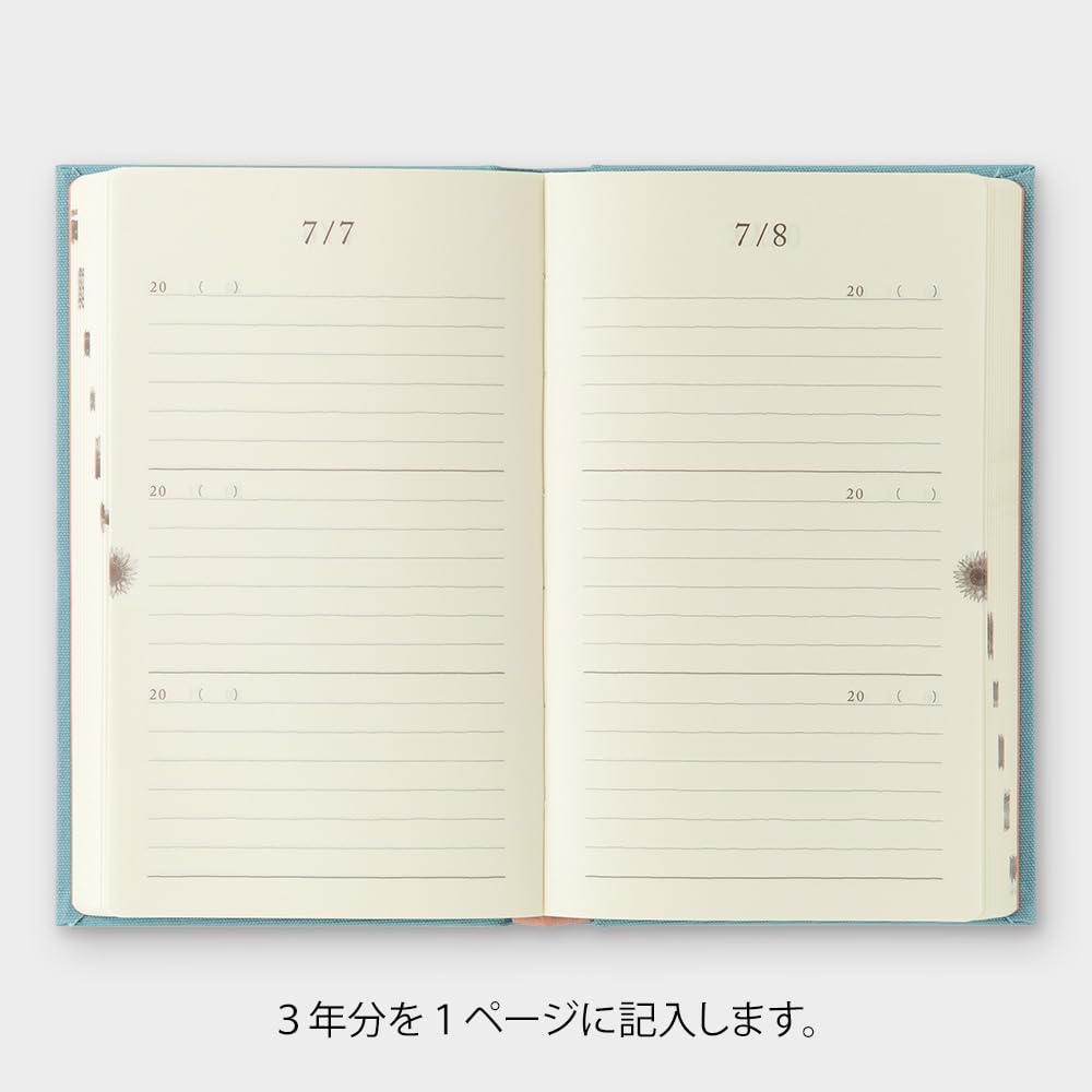 Midori Phil design Three Years Diary/Design Phil Green Diary 3 Years Continuous Use Door Light Blue 12 394 006