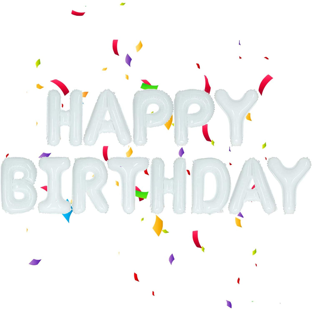 Atpata Funky Alphabetic Happy Birthday Text Foil Balloons for Unisex Birthday Party Decoration (White)