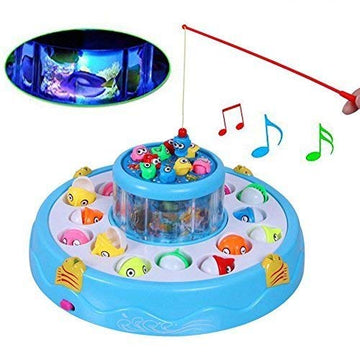 Zest 4 Toyz Musical Rotating Fishing Game For Kids With 26 Colorful Fishes In Pond 4 Catching Sticks Lights And Music Interactiv