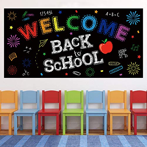 Back to School Banner Decorations - First Day of School Classroom Party Backdrop Supplies