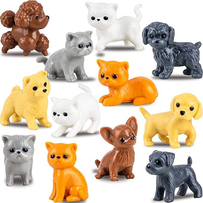 Tiny Dog And Cat Figurines For Kids - Small Animals Toys In Bulk - Little Pet Toys - Tiny Plastic Toys For Kids Classroom Prizes - 25 Pcs - Easter Gifts For Kids