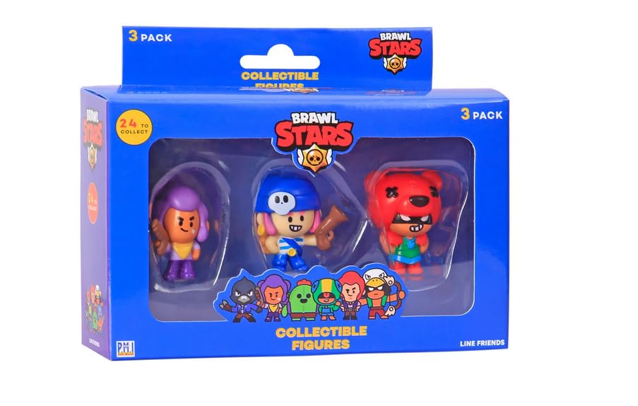 BRAWL STARS Brawl Figure 3-Pack, Model BRW2021, Plastic, Various Colours