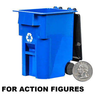 Set Of 4 Mini Trash & Recycling Cans With Lid & Wheels For Wwe Wrestling Action Figures