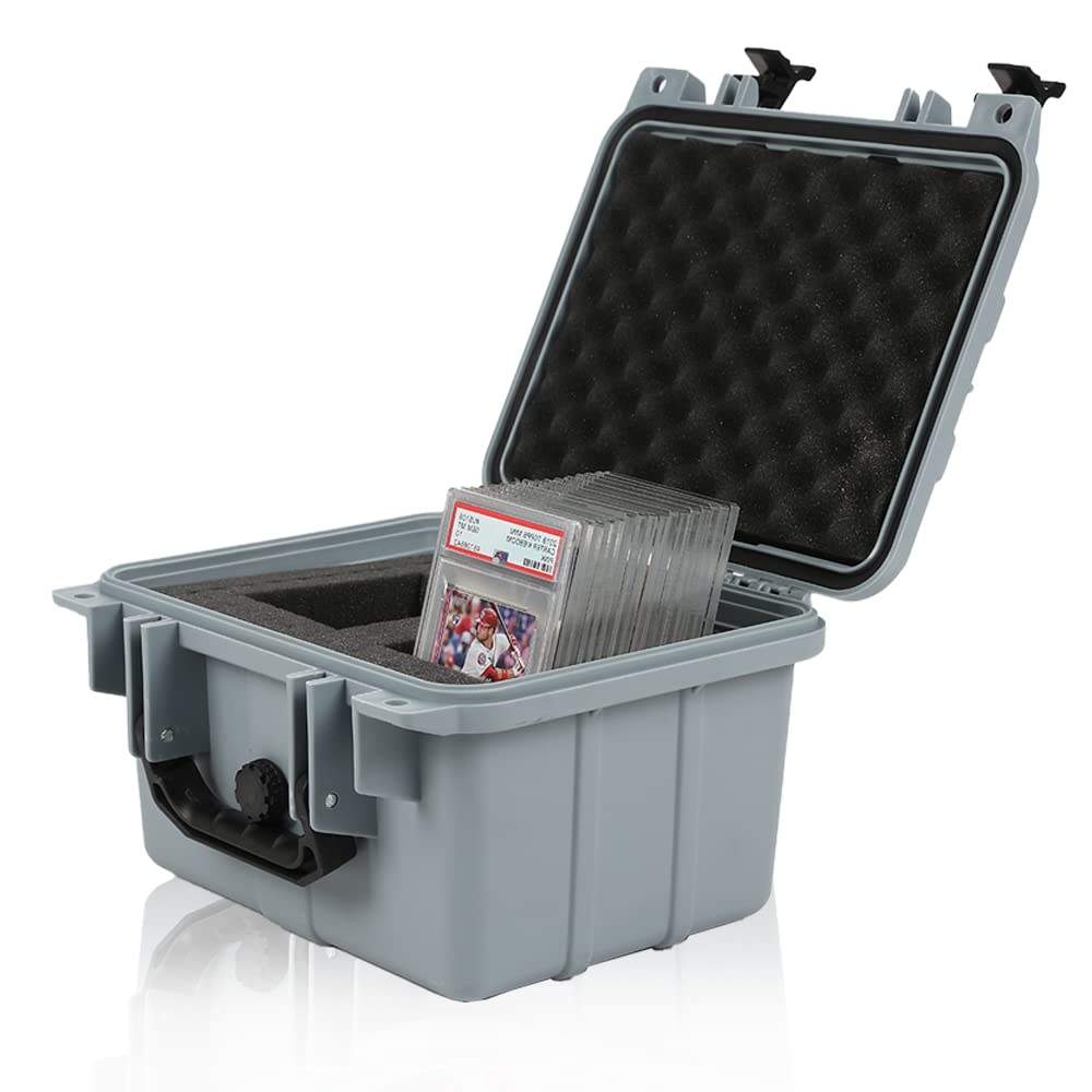 G-Plus Graded Card Storage Box Compatible With Bgs Psa Sgc Fgs Weatherproof Graded Sports Trading Cards(Small, Gray)