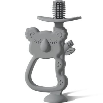 Moonkie Teething Toy, Safe & Easy To Hold Bpa Free Silicone Teethers, 360° Baby Toothbrush With Suction Base, Teether Toys Best For Babies 6-12 Months (Koala Lunar Grey)