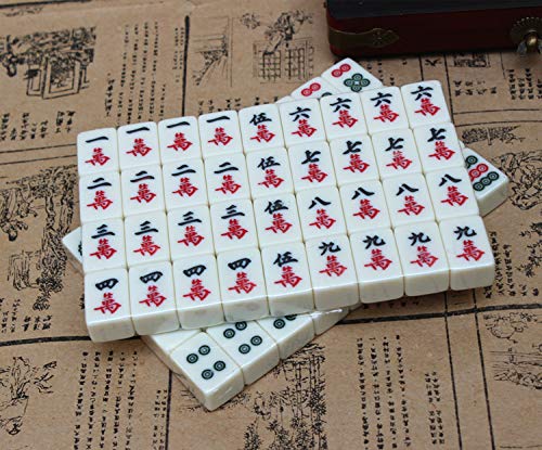 Florauspicious Chinese Mahjong Set, Traditional Majong Sets Chinese With 146Pcs 0.87'' X 0.59'' X 0.47'' Mini Mahjong Tiles, 2Pc