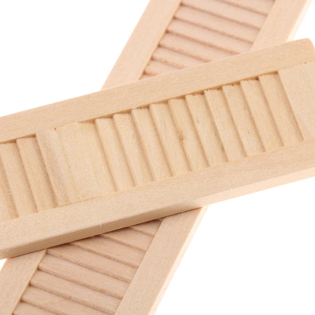 Dynwave Handmade 1/12 Dollhouse Furniture Wood Shutters Window, Pack Of 4 Pairs, Miniatures Accessories Hands-