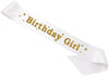 Hk Balloons White Colored Gold Printed Birthday Girl Sash For Birthday Decoration Items For Girls (WhiteGold)