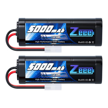 Zeee 7.2V 5000mAh NiMH Battery with Tamiya Plug 6-Cell Rechargeable Battery Pack High Power for RC Car Truck Truggy Buggy Associ