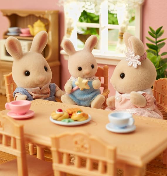 Calico Critters Milk Rabbit Family - Set of 4 Collectible Doll Figures, Plastic, Multicolor, Ages 3+ - Model CC2075
