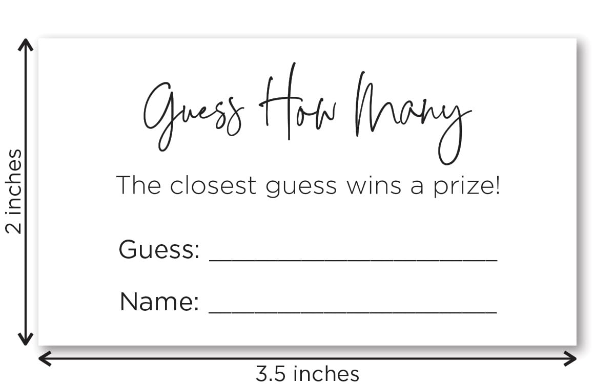 InvitationHouse Guess How Many Game Cards - 48 Minimalist Cards, 3.5" x 2", Cardstock, Gold or Pink, Model GHM