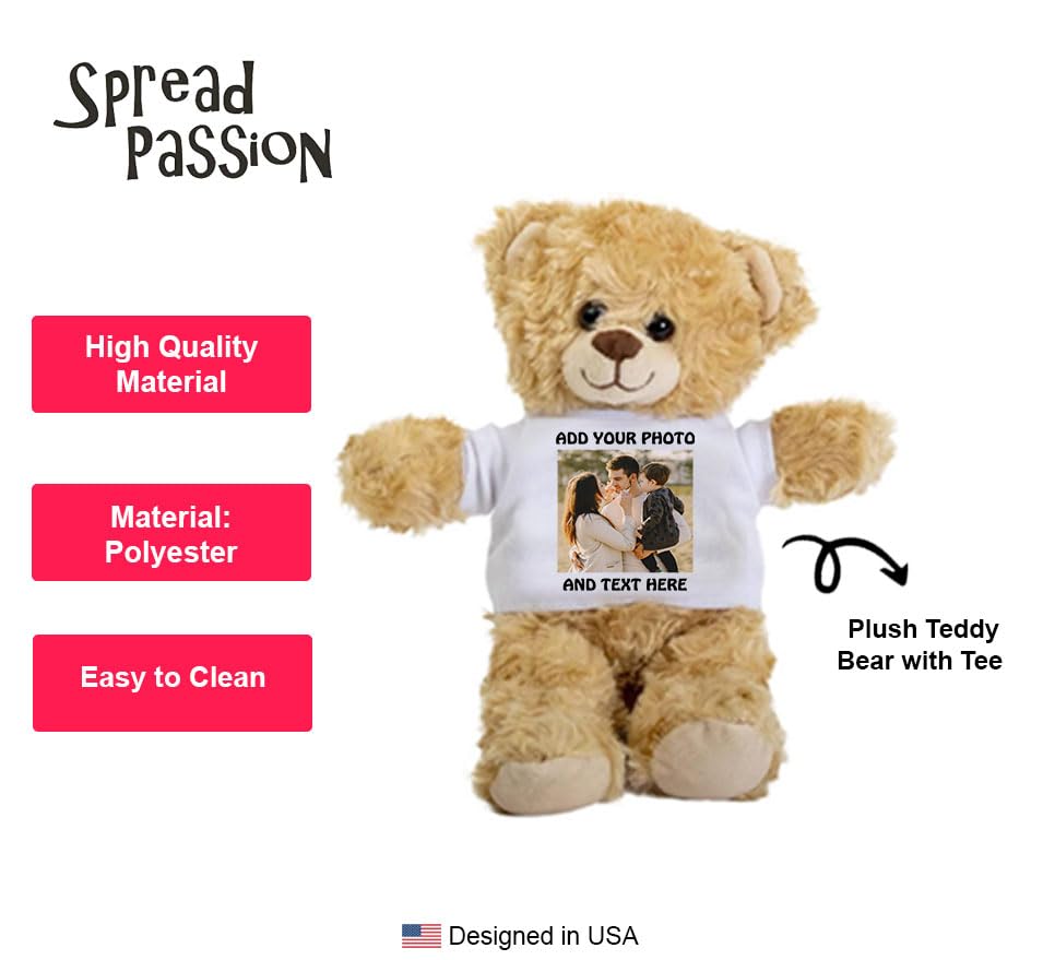 Spreadpassion Personalized Teddy Bear, Custom Teddy Bear, Stuffed Animal With Customized Text+Image, Custom Names Personalized G