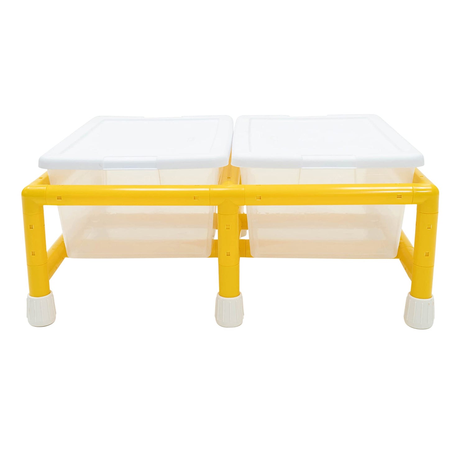 Children's Factory Mini Double Discovery Sensory Table, Medium Clear-Yellow Plastic, Model CF905-134, Toddler Sand & Water Activities