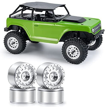 RC-Hub 4Pcs 1.0'' Micro Beadlock Wheels 1.0 Wheel Rims for 1/24 Axial SCX24 90081 AXI00001 AXI00002 RC Crawler Car Silver