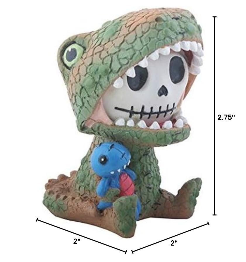 Furrybones Rex Signature Skeleton In Tyrannosaurus Rex Costume With Blue Dinosaur Doll