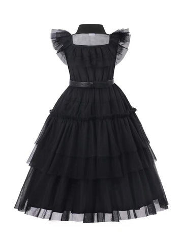 Ruxinrua Black Costume Dress, 4-13 Years Girls Outfits With Accessories Dress Up Set, Family Halloween Cosplay Party (7-8 Years)