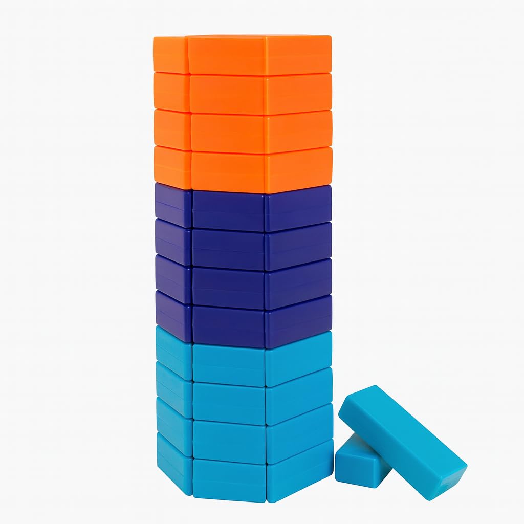 Dtr Creation 45 Pcs Colorful Wooden Stacking Game | Educational Tumbling Tower Blocks Toy For Kids | Fun Indoor Family Building 