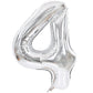 Toniful 40 Inch Silver Large Numbers Balloons 0-9, Number 4 Digital 4 Helium Balloons, Foil Mylar Big Number Balloons For Birthd