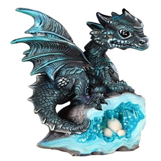 George S. Chen Imports Le Elegant 71581 Blue Medieval Baby Dragon With Crystal Egg Nest Decorative Figurine