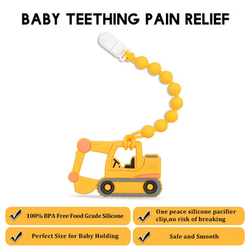 Baby Food Grade Silicone Carrier Vehicle Teether Toy With One Piece Design Pacifier Clip Holder,Teething Pain Relief Toys Gift S
