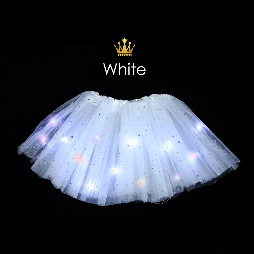 4 Pcs Girls Light up Tutu Skirt Light Up Dancing Skirt Tulle Ballet Dress Up,3 Layered Sparkly Party Tutu Costume for 2-8 Year