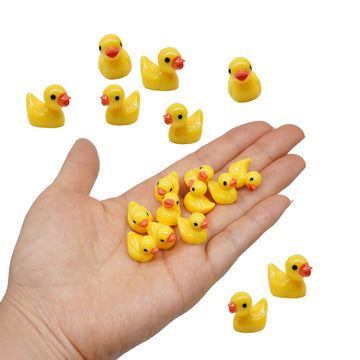 AWEELON 100 Pcs Mini Resin Ducks Tiny Ducks Miniature Duck Figures for Slime Charms DIY Craft Micro Landscape Garden Aquarium Do