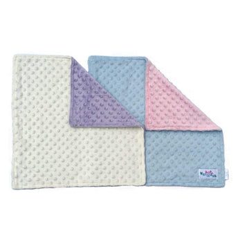 Pink & Lavender Minky Dot Reversible 17' Square Baby Doll Blankets, 2 Pack Set | Baby Doll Blankets, Doll Bedding For 18 Inch Dolls, Doll Blanket