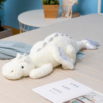 Leahaoe Giant Weighted Dragon Stuffed Animal 7Lbs, Soft White Dragon Plush Toy, 51.2'' White Stuffed Dragon For Kids And Adults