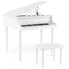HONEY JOY Classical Kids Piano, 30-Key Mini Grand Piano with Music Stand and Bench, Wooden Musical Instrument Toy w/Lid & Music