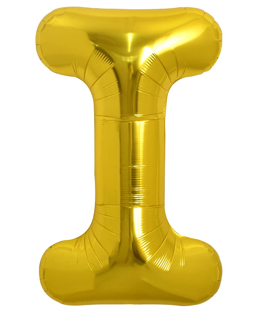 Toniful 40 Inch Large Gold Letter I Balloons Helium Balloons,Foil Mylar Big Balloons For Birthday Party Anniversary Supplies Dec