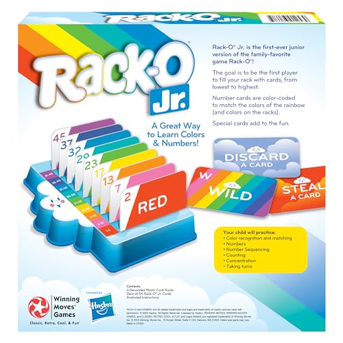 Winning Moves Rack-O Jr Game for Kids, Ages 4+, Medium Size, Blue, Model 1253