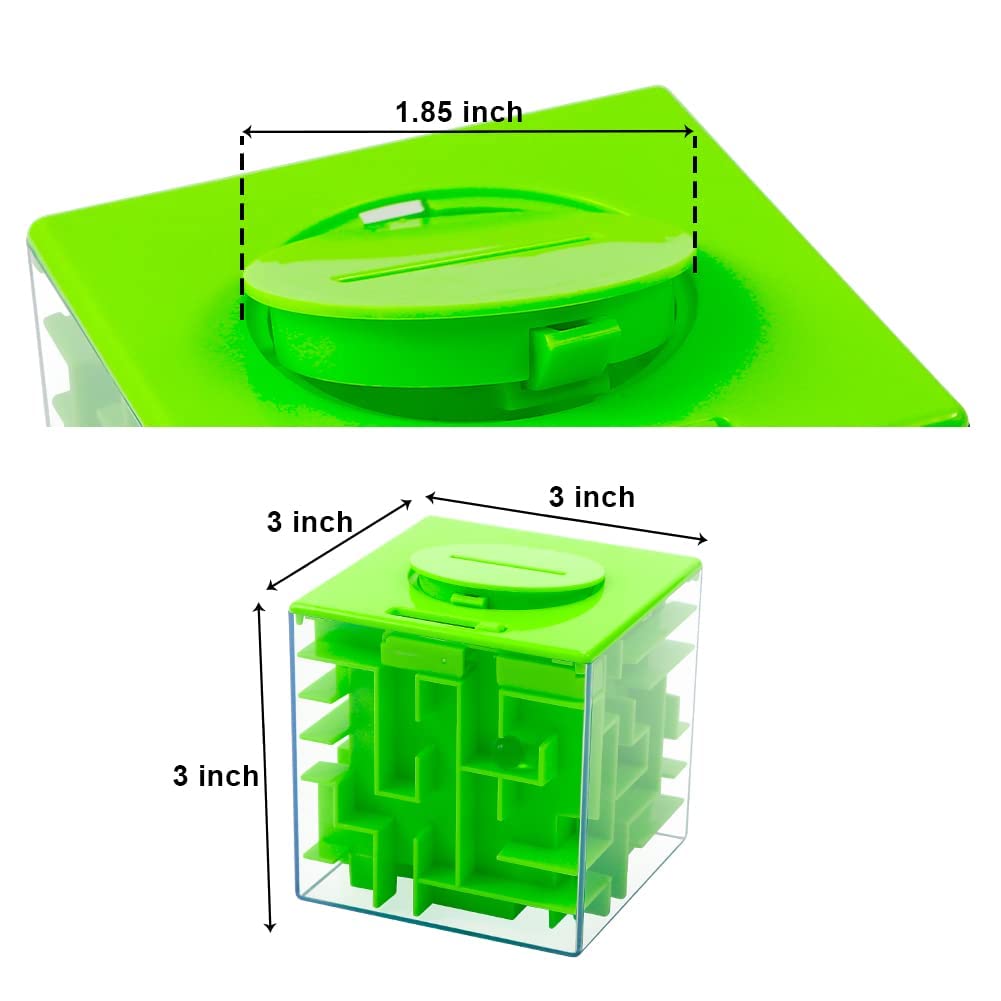 ThinkMax Money Maze Puzzle Box - Green Acrylic Gift for Kids & Adults